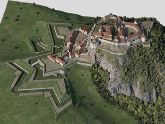 Digitales Modell der Festungsruine Hohentwiel in der Draufsicht