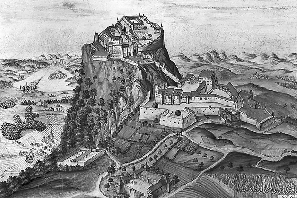 Festungsruine Hohentwiel, Aquarell um 1730